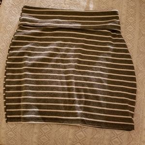 Gray & White striped mini skirt